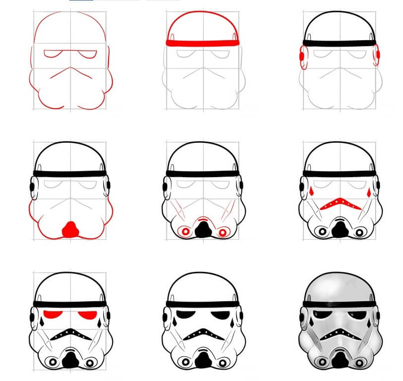 How to draw Stormtrooper head (3)