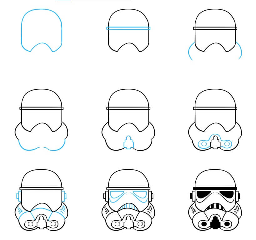 How to draw Stormtrooper head (4)