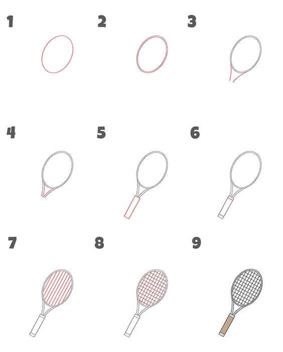 How to draw Tennis racket idea (1)