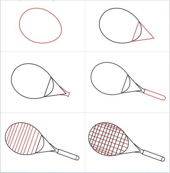 How to draw Tennis racket idea (2)