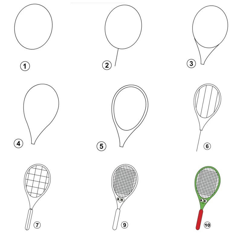 How to draw Tennis racket idea (7)