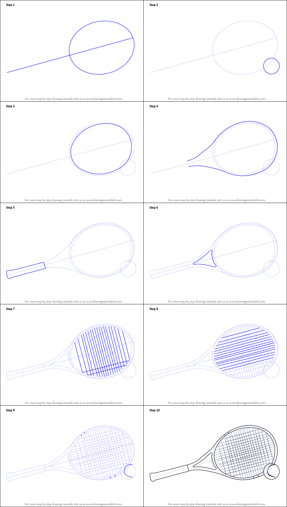 How to draw Tennis racket simple (1)