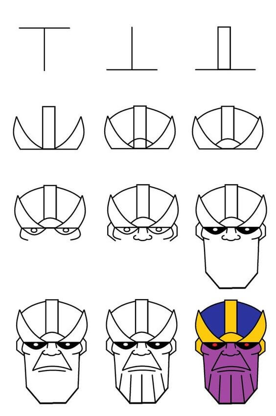 How to draw Thanos face (1)