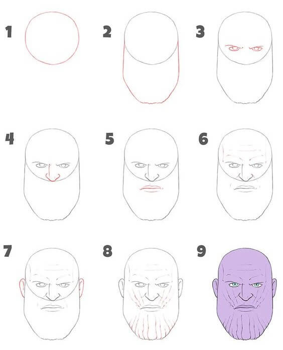 How to draw Thanos face (2)