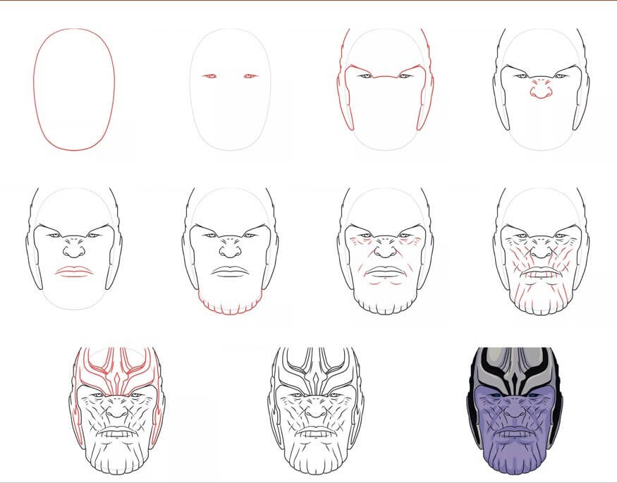 How to draw Thanos face (3)