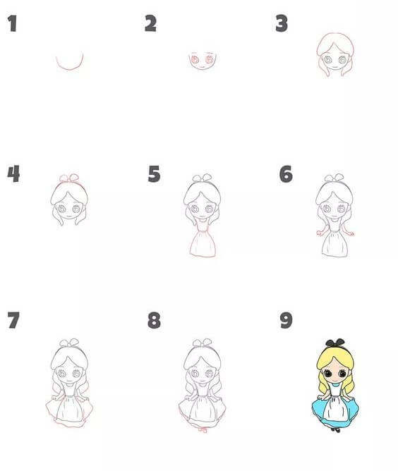 How to draw Alice in wonderland idea (2)