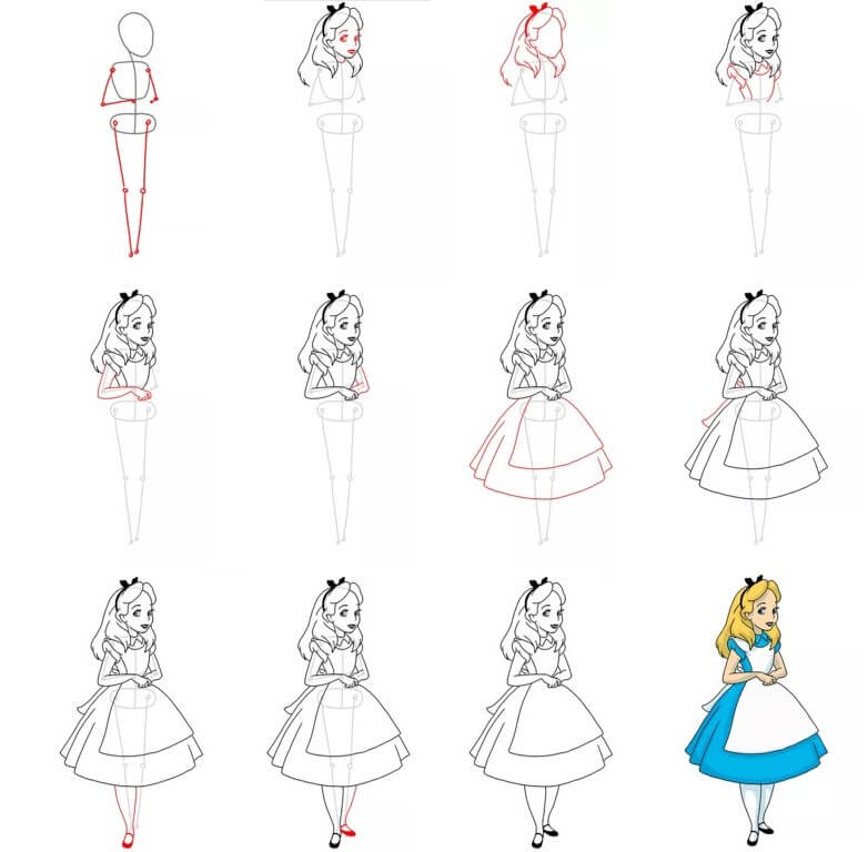 How to draw Alice in wonderland idea (7)