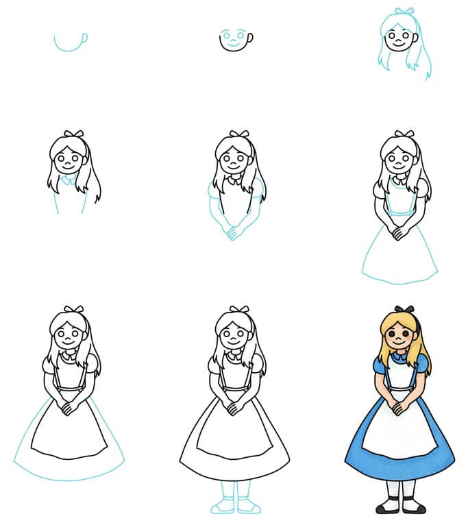 How to draw Alice in wonderland idea (8)