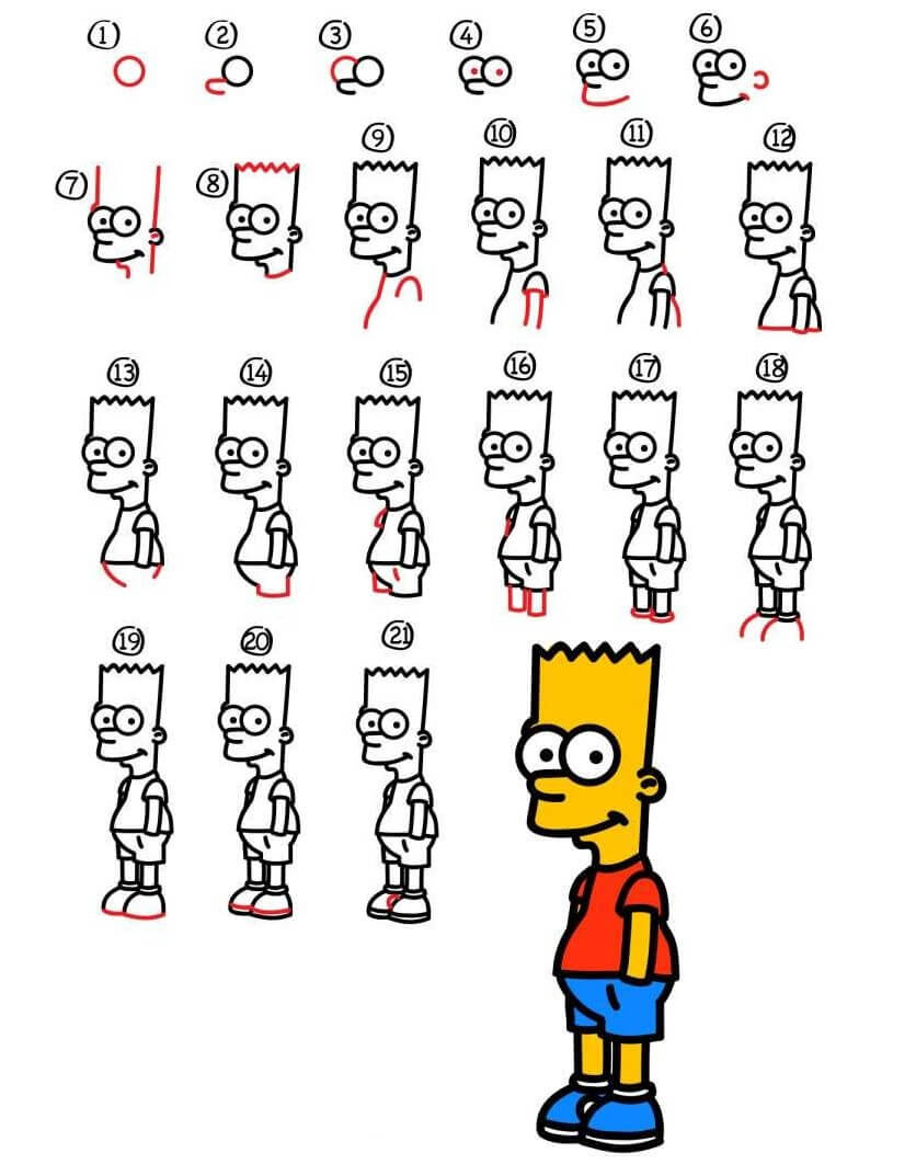 How to draw Bart simpson (2)