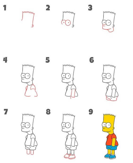 How to draw Bart simpson (3)