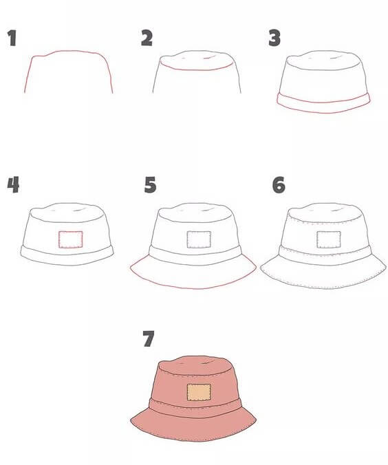 How to draw Bucket hat (6)