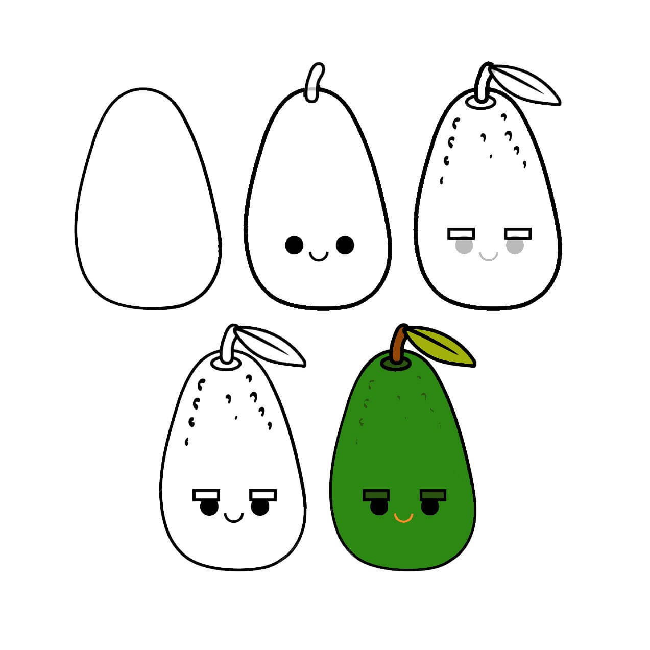 How to draw Cartoon avocado (2)