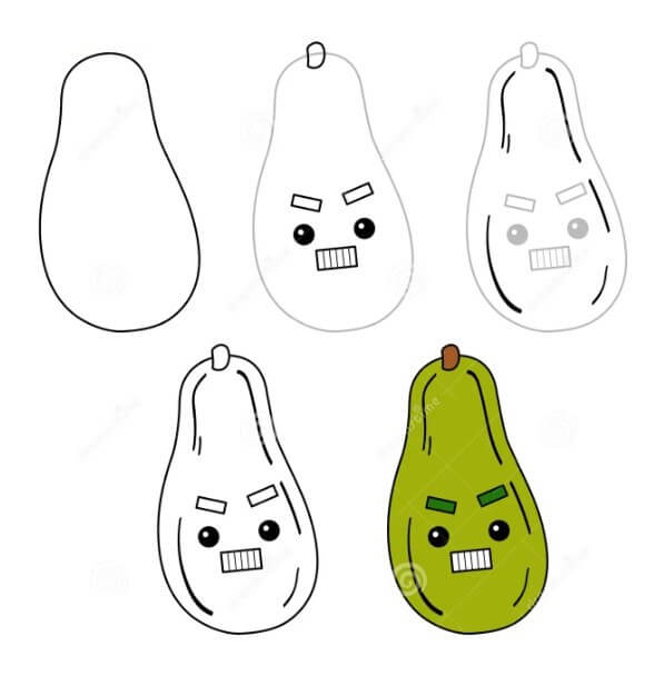 How to draw Cartoon avocado (3)