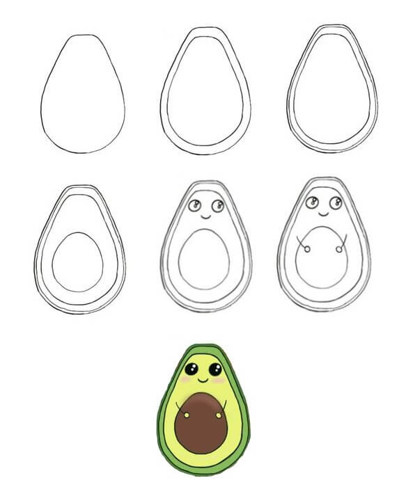 Cartoon avocado (5) Drawing Ideas