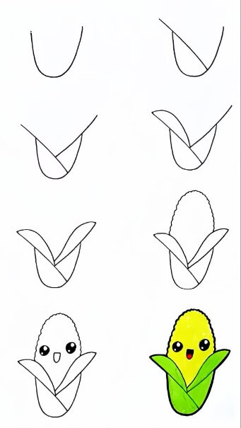 Cartoon Corn (1) Drawing Ideas