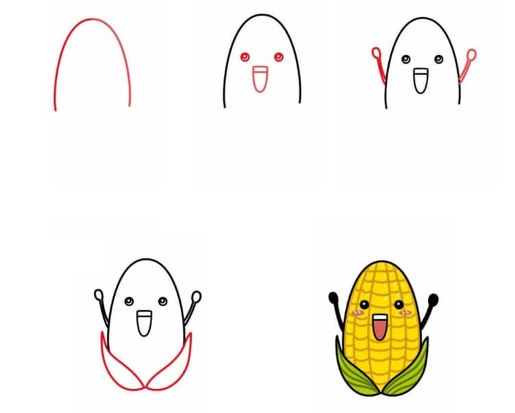 How to draw Cartoon Corn (2)