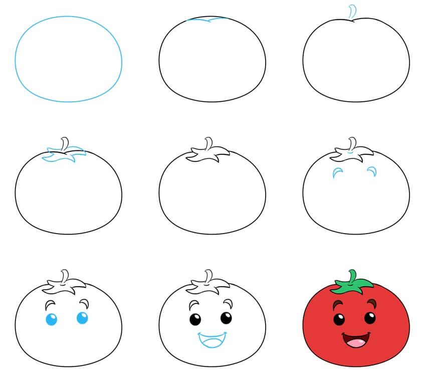 How to draw Cartoon tomato (2)