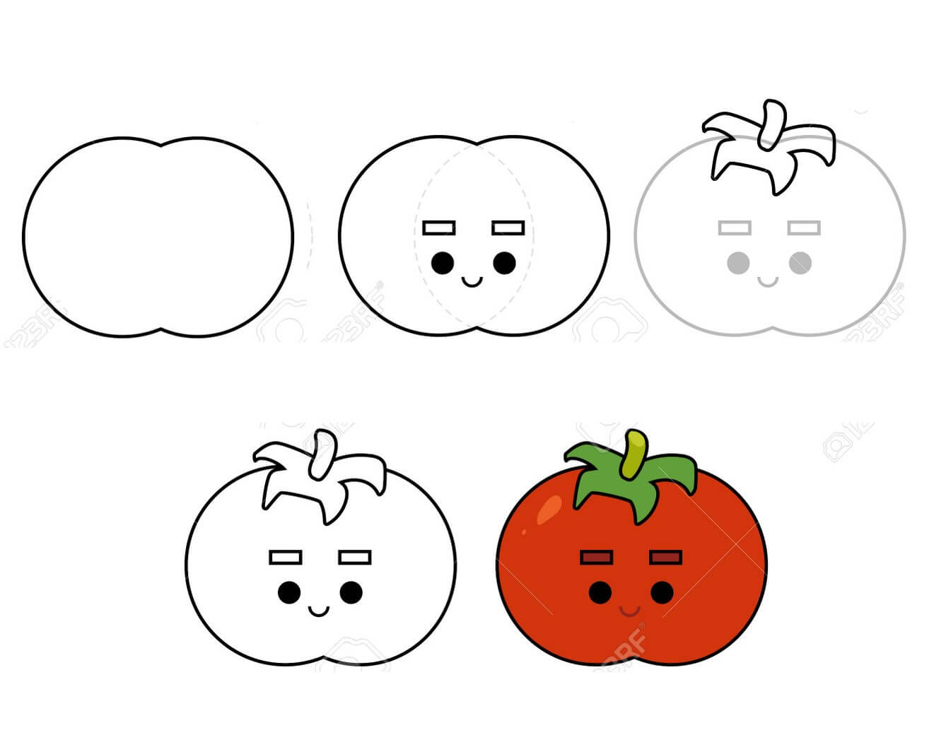 How to draw Cartoon tomato