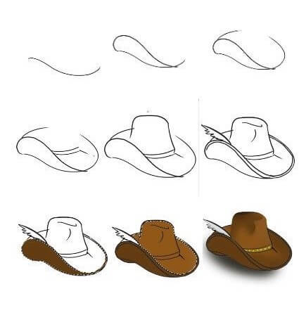 How to draw Cowboy hat (1)