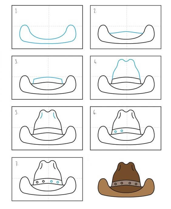 How to draw Cowboy hat (2)