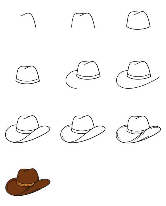 How to draw Cowboy hat (4)