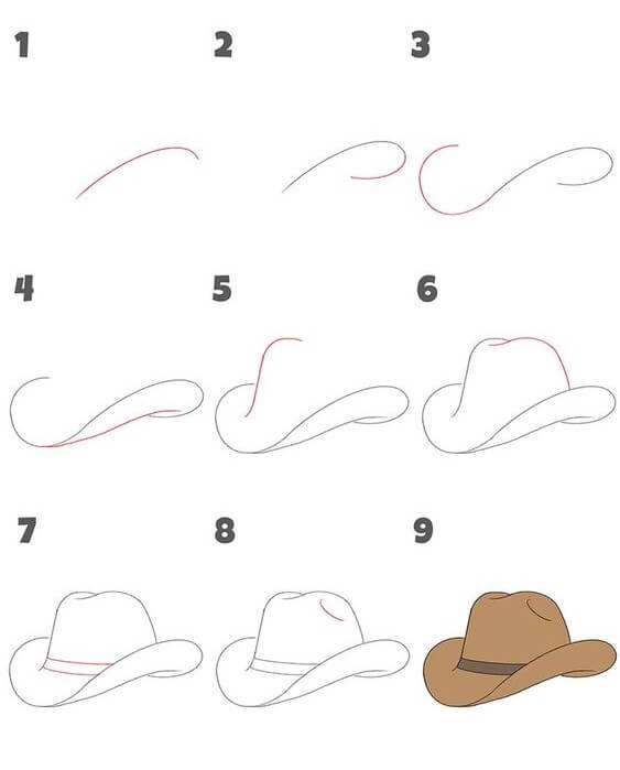 How to draw Cowboy hat (5)