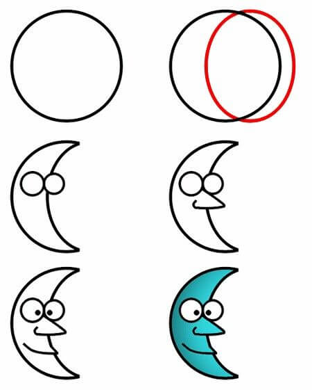 How to draw Crescent moon (1)