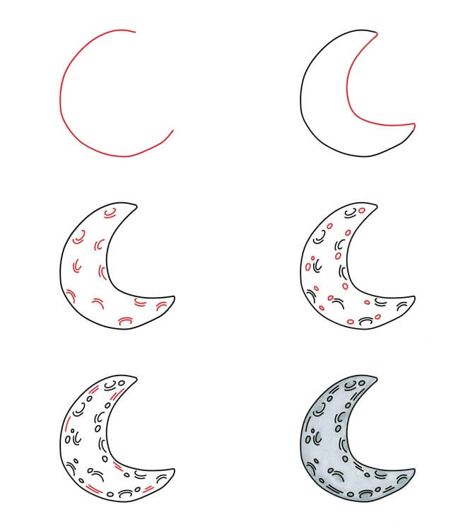 How to draw Crescent moon (12)