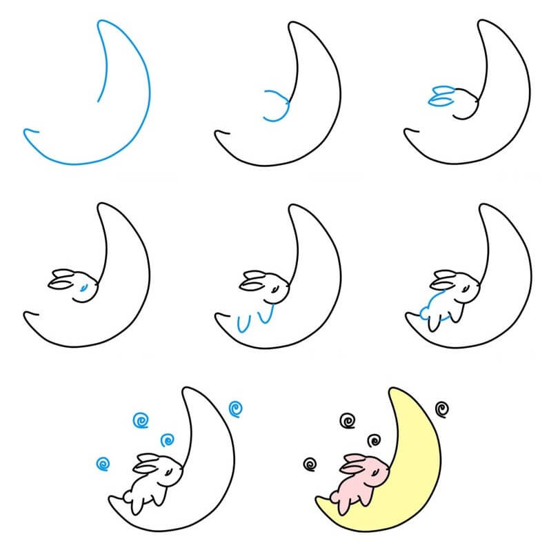 How to draw Crescent moon (15)