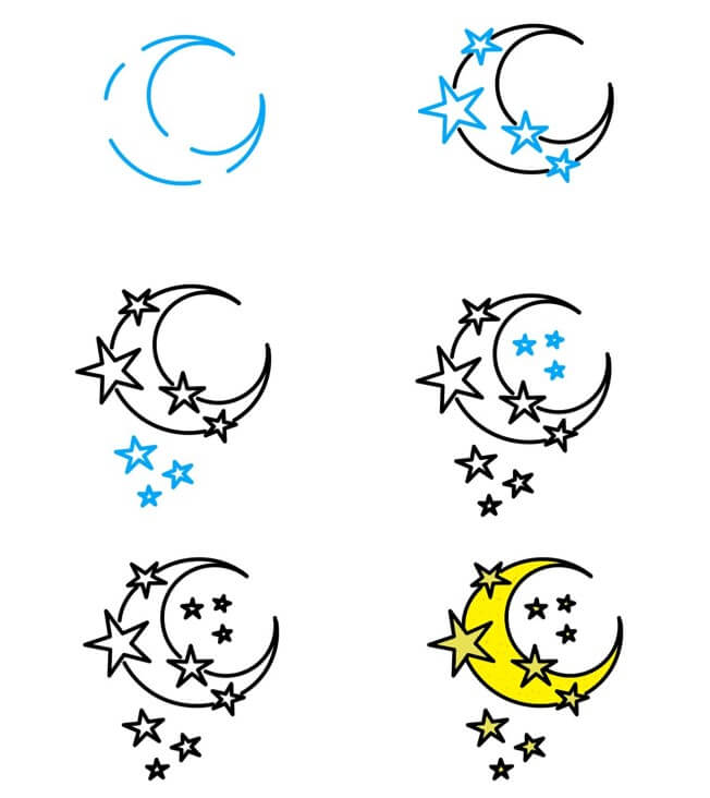 How to draw Crescent moon (16)