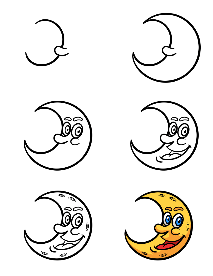 How to draw Crescent moon (17)