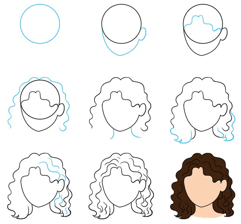 Curly hair Drawing Ideas