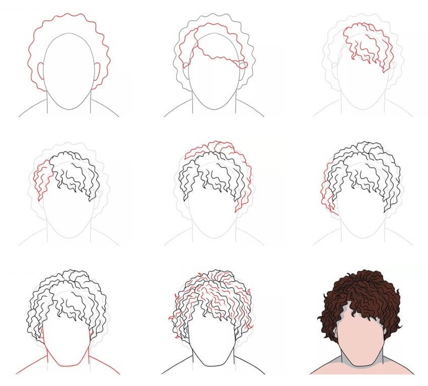 How to draw Curly hair idea (11)