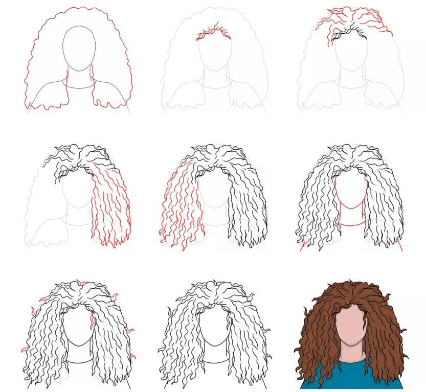 How to draw Curly hair idea (12)