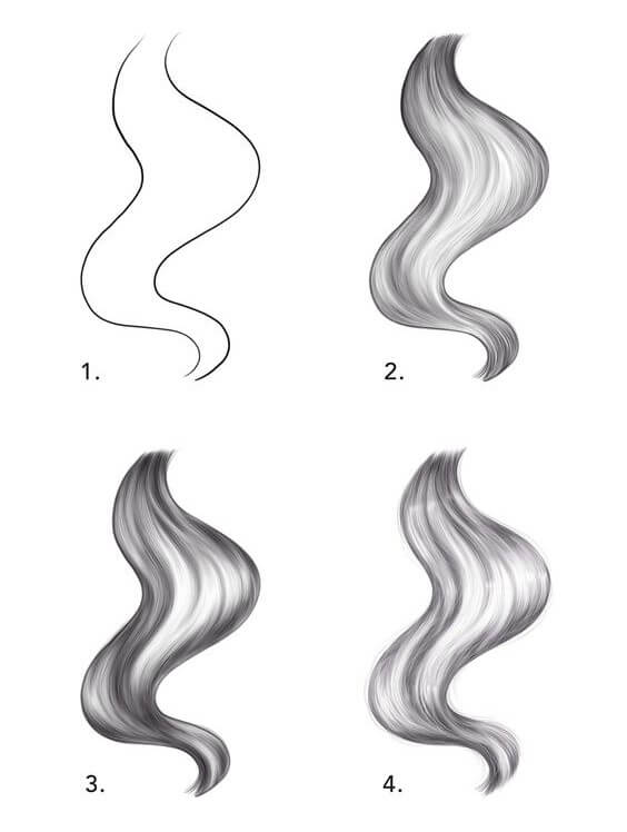 How to draw Curly hair idea (2)