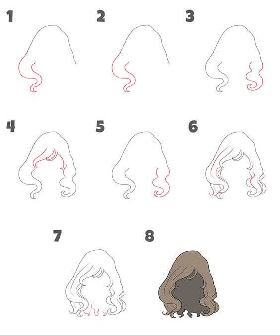 How to draw Curly hair idea (3)