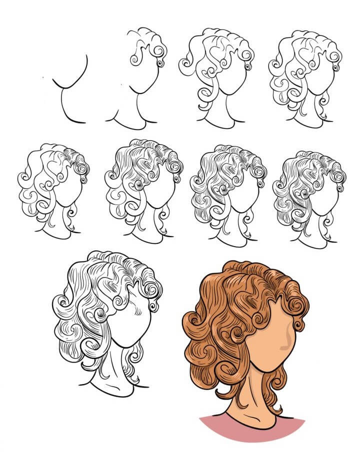 How to draw Curly hair idea (4)