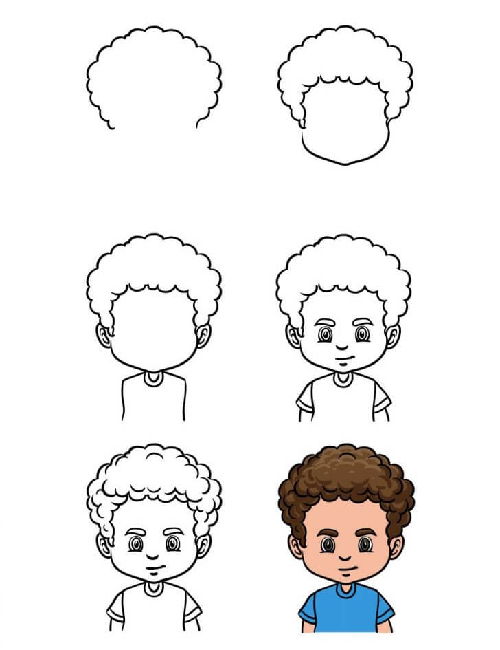 How to draw Curly hair idea (5)