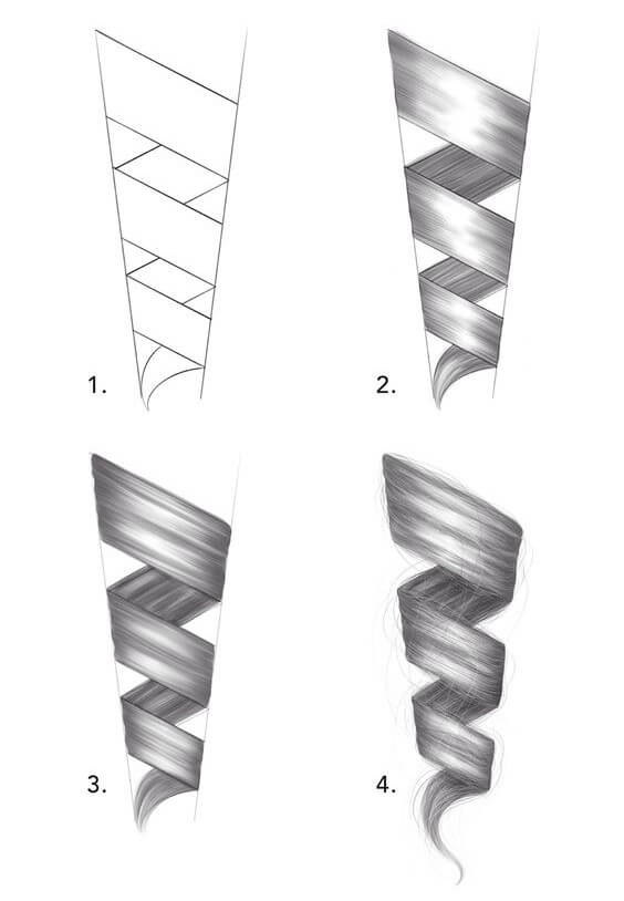 How to draw Curly hair idea (7)