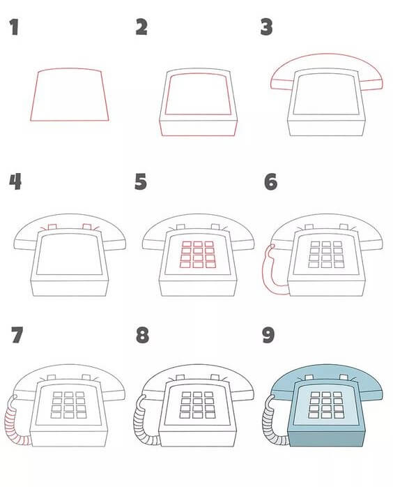 How to draw Desk phone (1)