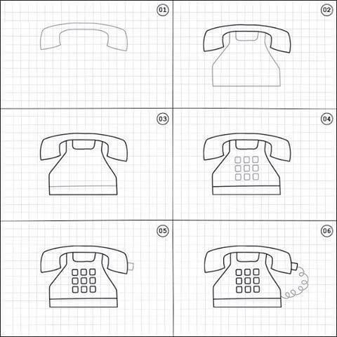 How to draw Desk phone (3)