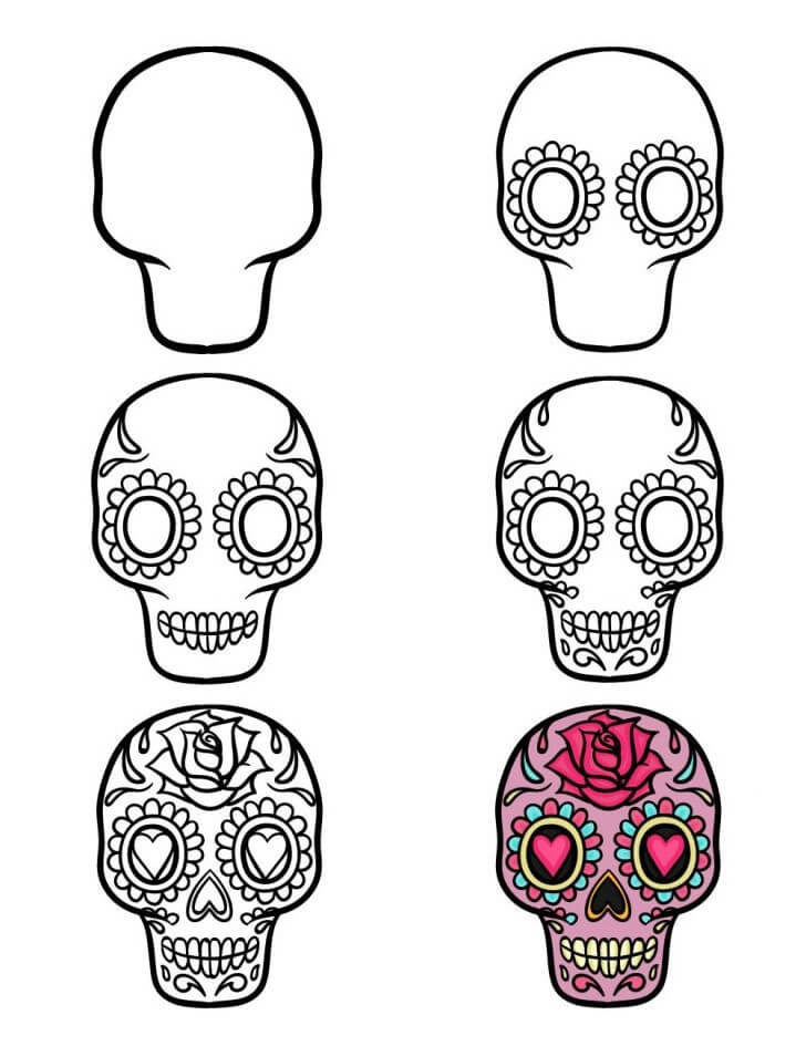 How to draw Dia de Los Muertos skull (10)