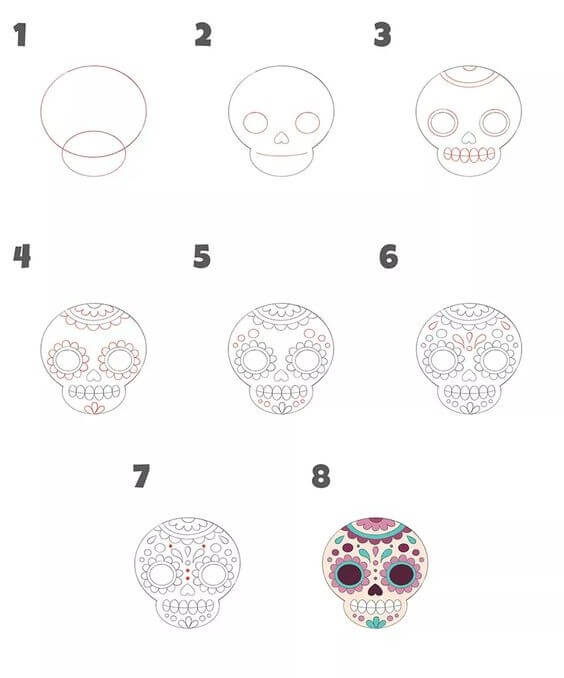 Dia de Los Muertos skull (4) Drawing Ideas