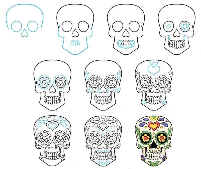 Dia de Los Muertos skull (5) Drawing Ideas