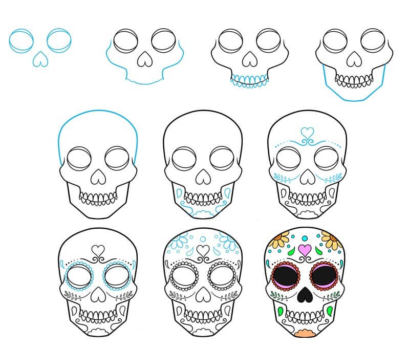 Dia de Los Muertos skull (6) Drawing Ideas