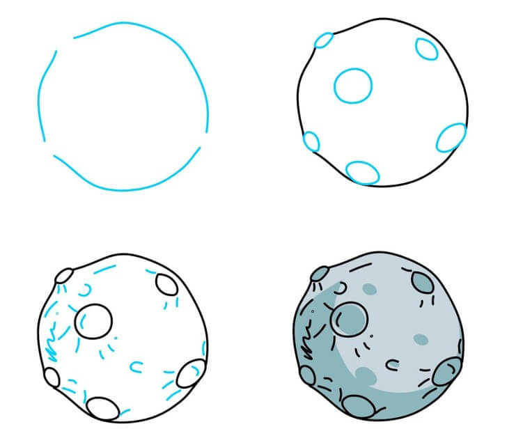 How to draw Full moon (10)