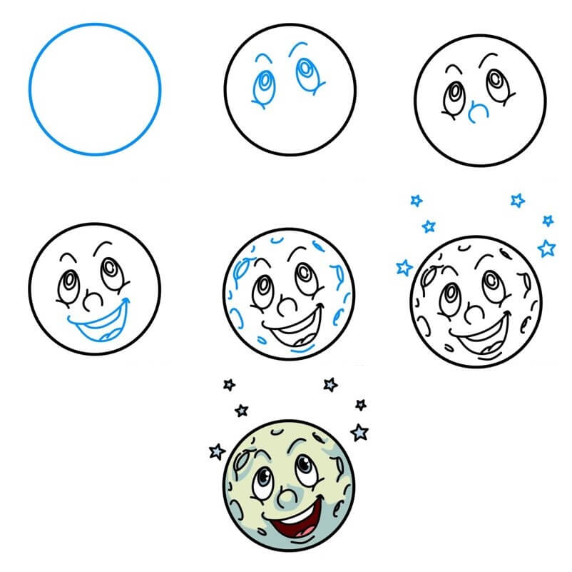 How to draw Full moon (11)