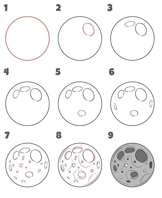 How to draw Full moon (2)