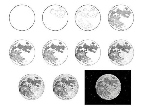 How to draw Full moon (3)