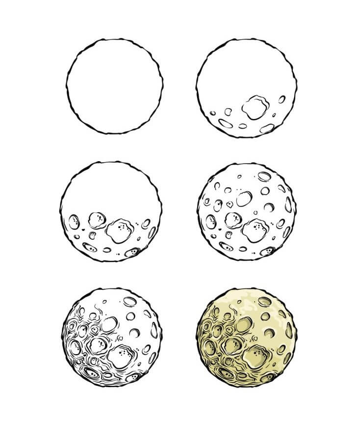 How to draw Full moon (4)